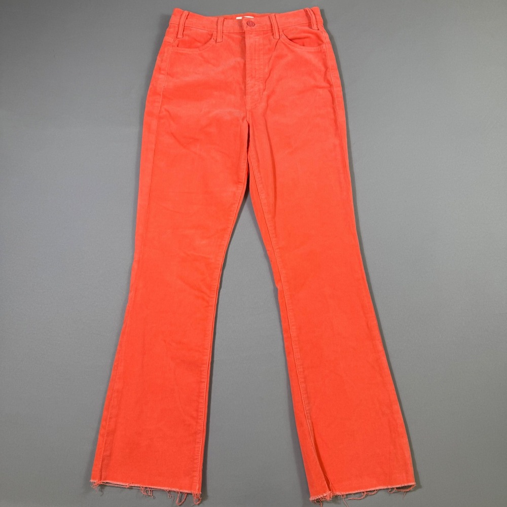 Mother‎ The Hustler Ankle Fray Pants Womens 27 Coral Corduroy High Rise Flare